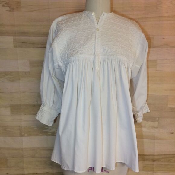 Custom-Made Embroidered Women's White Cotton Tunic Many Hand Stitched Details-M - Picture 1 of 14